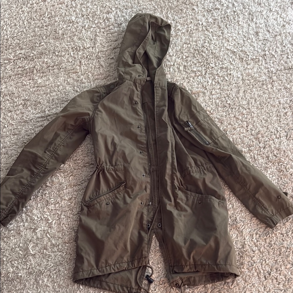 BDG Olive Green Hooded Raincoat
